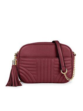 Quilted Crossbody Bag Vegan Leather Tassel Camera Purse